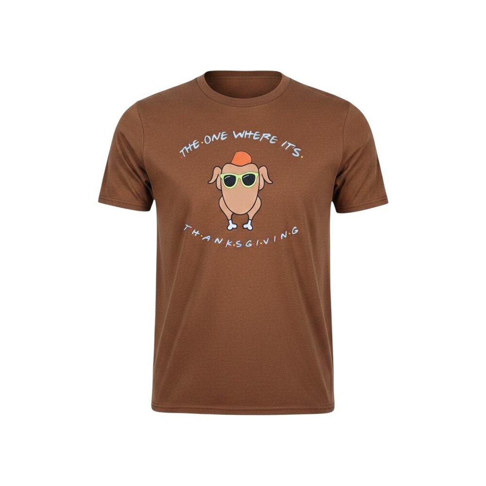 Friends Thanksgiving Graphic T-Shirt Orange Mens XL TV Show Tee